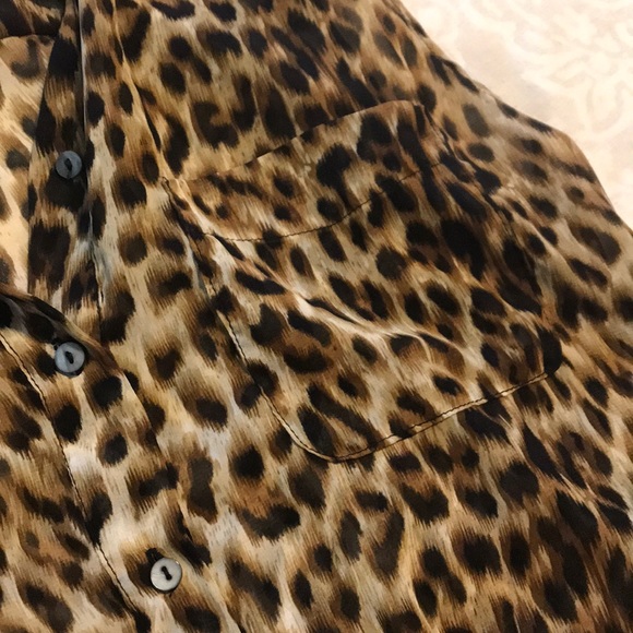 Button Up Cheetah Blouse - Picture 2 of 4